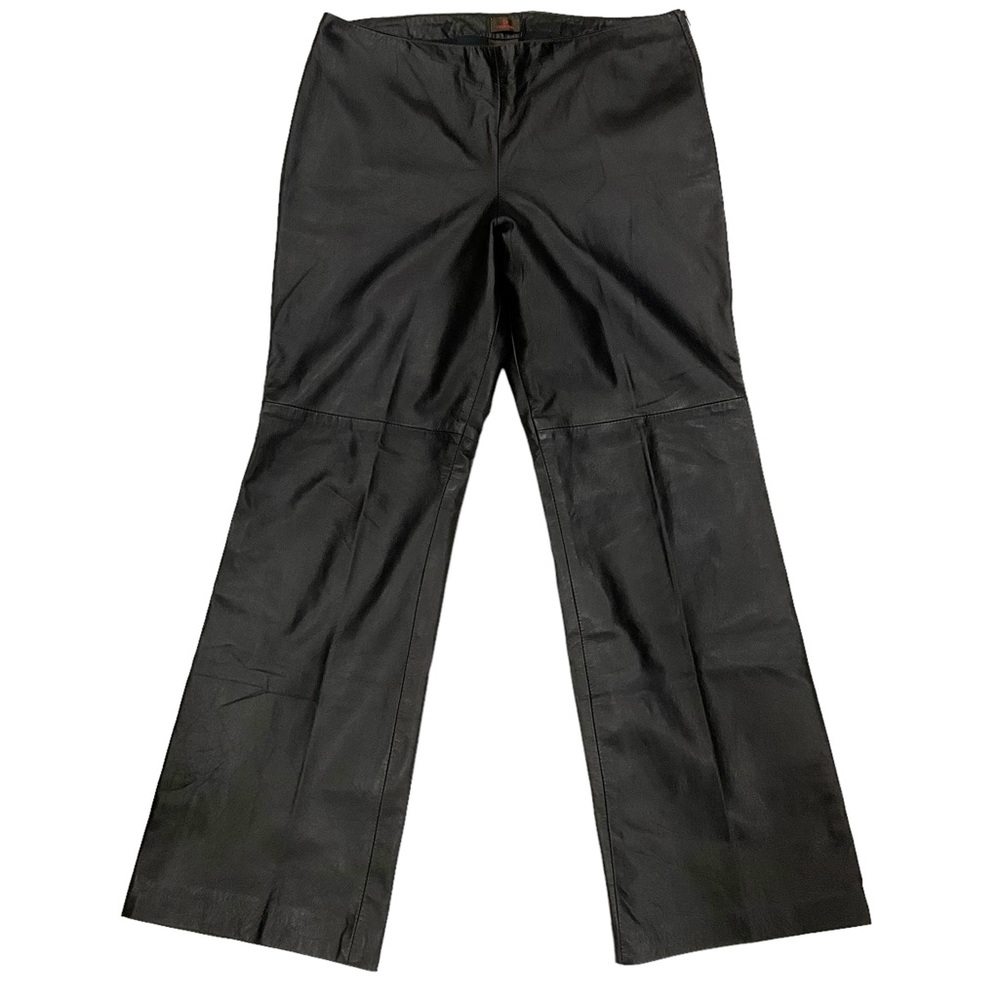 Danier Leather Pants Bootcut Moto High Rise Dark Brown Bikercore Women’s…